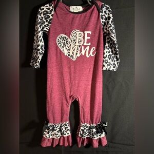 Red and Leopard Print 'Be Mine' Romper- 12-18m